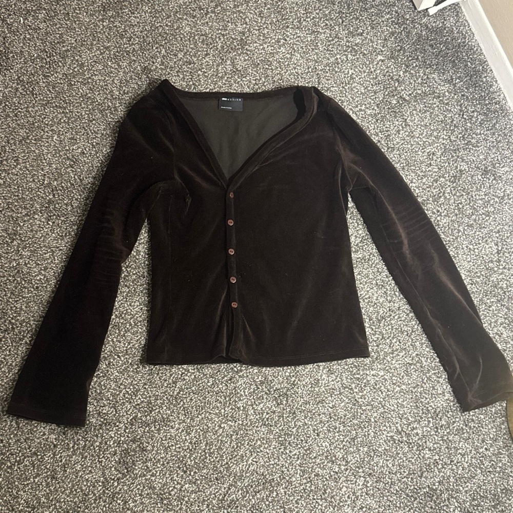 ASOS Chocolate Brown Velvet Button-Down Shirt